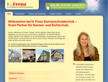 Tablet Screenshot of frenz-sonnenschutz.de